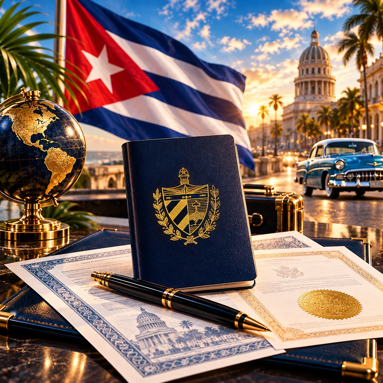 Pasaporte cubano frente a La Habana
